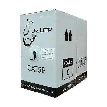 Bobina 305mts Cable UTP CAT5e para exteriores 0.50mm Cubierta PE Negra