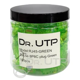 Conector RJ45 CAT.5e Color Verde en Tarro de 100 unidades Conector RJ45 CAT.5e Color Verde en Tarro de 100 unidades