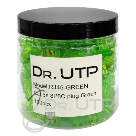 Conector RJ45 CAT.5e Color Verde en Tarro de 100 unidades