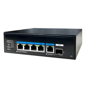 Switch PoE++ 4 puertos Gigabit + 1RJ45 Uplink Gigabit + 1SFP Uplink Gigabit 120W-PoE-IN 802.3af/at/bt 6KV DC48V-57V Switch PoE++ 4 puertos Gigabit + 1RJ45 Uplink Gigabit + 1SFP Uplink Gigabit 120W-PoE-IN 802.3af/at/bt 6KV DC48V-57V