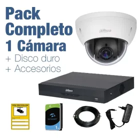 PACK VIGILANCIA COMPLETO: 1 Cámara Domo PTZ 1080p + Disco Duro 1TB y Accesorios PACK VIGILANCIA COMPLETO: 1 Cámara Domo PTZ 1080p + Disco Duro 1TB y Accesorios