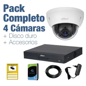 PACK VIGILANCIA COMPLETO: 4 Cámaras Domo PTZ 1080p + Disco Duro 1TB y Accesorios PACK VIGILANCIA COMPLETO: 4 Cámaras Domo PTZ 1080p + Disco Duro 1TB y Accesorios