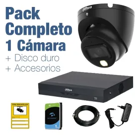 PACK VIGILANCIA COMPLETO: 1 Cámara domo 1080p + Disco Duro 1TB y Accesorios PACK VIGILANCIA COMPLETO: 1 Cámara domo 1080p + Disco Duro 1TB y Accesorios