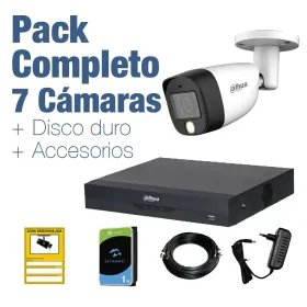 PACK VIGILANCIA COMPLETO: 7 Cámaras Bullet 1080p + Disco Duro 1TB y Accesorios PACK VIGILANCIA COMPLETO: 7 Cámaras Bullet 1080p + Disco Duro 1TB y Accesorios
