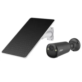Tubular IP H265 4M Iluminación Dual LED20m/IR15m 2.1mm IP66 PIR MIC/Altavoz WiFi AI color negro con batería + Panel Solar