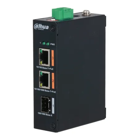 Switch Hardened PoE 2.0 2 puertos (1p 10/100 + 1p Gigabit) +1SFP Uplink Gigabit 60W No_Gestionable Layer2