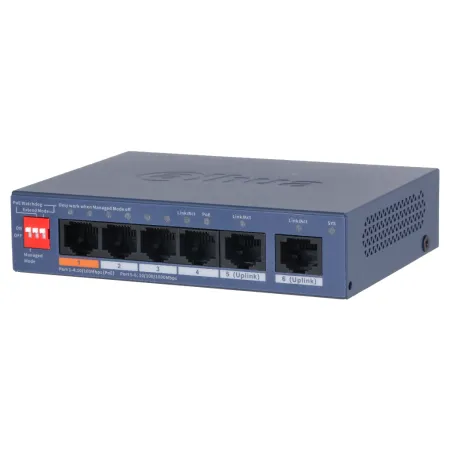Switch PoE 4 puertos 10/100 + 2RJ45 Uplink Gigabit 60W Gestionable en Cloud Layer2