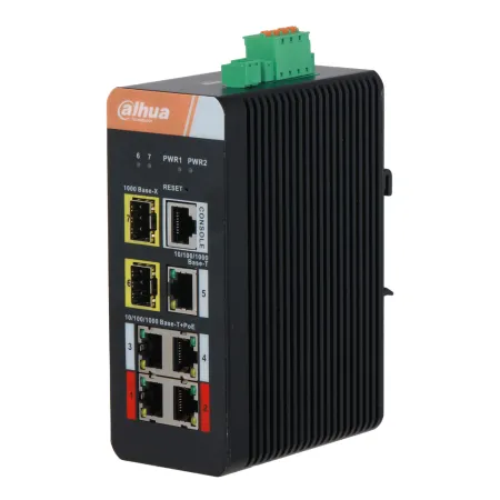 Switch PoE 2.0 Industrial 4 puertos Gigabit +3 Uplink Gigabit (2SFP+1RJ45) 120W Gestionable Layer2