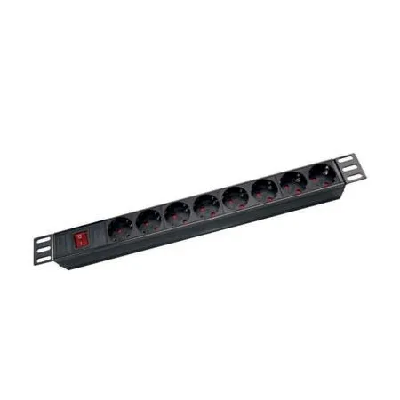 Regleta de enchufes de Aluminio para Rack 19" 1U de 8 Schuko con interruptor