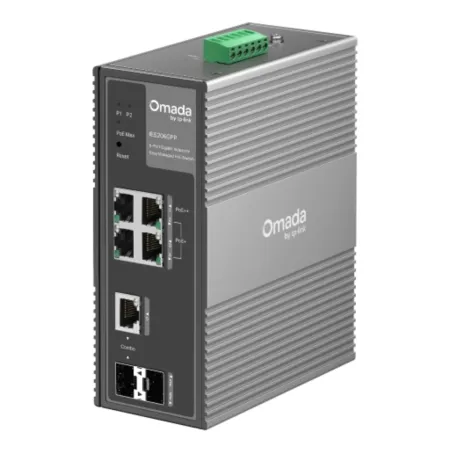 Switch Industrial Omada Gigabit 6 Puertos, 3 Puertos PoE+ y 1 Puerto PoE++ Gestionable