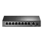 Switch 9 puertos a 10/100 Mbps con PoE+ de 8 puertos