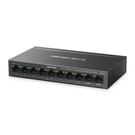 Switch Mercusys 8 puertos 10/100 Mbps + 2 puertos Gigabit con 8 puertos PoE+