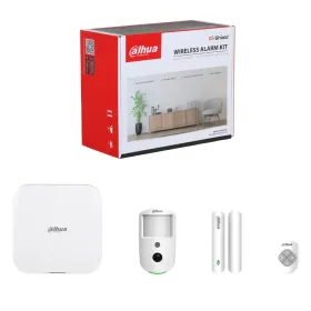 Kit Alarma Vía radio 868MHz: 1 Hub 2 4G + 1 detector PIRCAM + 1 contacto + 1 mando. Grado2