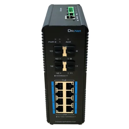 Switch PoE Industrial 8 puertos Gigabit +4SFP Gigabit 144W Gestionable Layer2