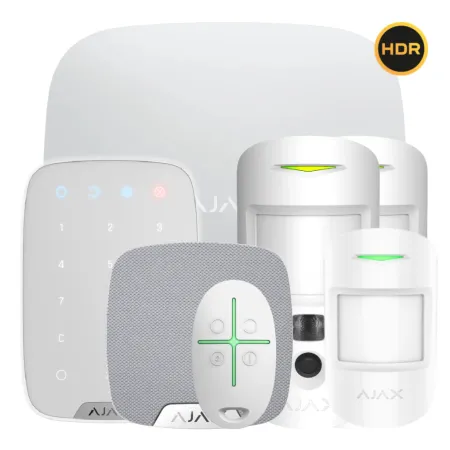 Kit Ajax blanco. Hub 2 + 2MotionCam-HDR + MotionProtect + SpaceControl + KeyPad + HomeSiren