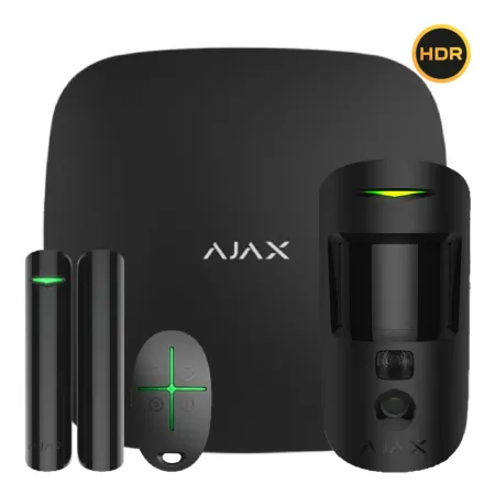 Ajax StarterKit Cam Negro. Hub 2 2G + MotionCam-HDR + DoorProtect + SpaceControl