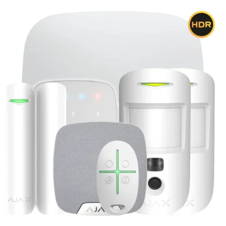 Kit Ajax blanco. Hub2 + 2MotionCam HDR PHOD + DoorProtect Plus + SpaceControl + KeyPad + HomeSiren