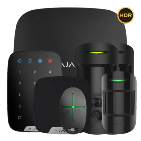 Kit Ajax negro. Hub2 + 2MotionCam HDR PHOD + MotionProtect + SpaceControl + KeyPad + HomeSiren