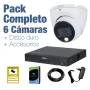 PACK VIGILANCIA COMPLETO: 6 Cámaras domo 1080p + Disco Duro 1TB y Accesorios