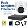 PACK VIGILANCIA COMPLETO: 2 Cámaras domo 5Mp + Disco Duro 1TB y Accesorios