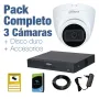 PACK VIGILANCIA COMPLETO: 3 Cámaras domo 5Mp + Disco Duro 1TB y Accesorios