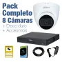PACK VIGILANCIA COMPLETO: 8 Cámaras domo 5Mp + Disco Duro 1TB y Accesorios