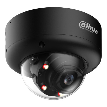 Domo IP H265 8M WDR Iluminación Dual LED50m/IR60m 2.7-12VFM IK10 IP67 ePoE SD AUDIO MIC E/S AI. Color Negro