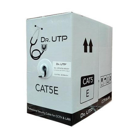 Bobina 305mts Cable UTP CAT5e para exteriores 0.50mm Cubierta PE Negra
