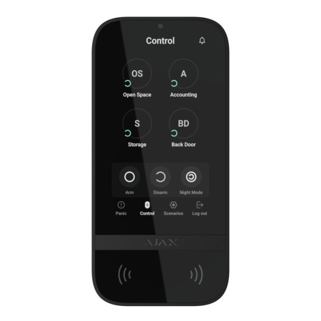 Ajax KeyPad TouchScreen Jeweller. Teclado Táctil con Lector Inalámbrico. Color Negro