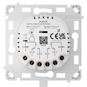 Ajax LightSwitch LightCore 2-gang 2-way Jeweller. Interruptor Doble Conmutado
