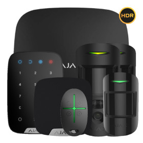 Kit Ajax negro. Hub 2 + 2MotionCam-HDR + MotionProtect + SpaceControl + KeyPad + HomeSiren