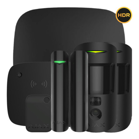 Kit Ajax negro. Hub 2 4G + 2MotionCam-HDR + DoorProtectPlus + KeyPadCombi + Tag